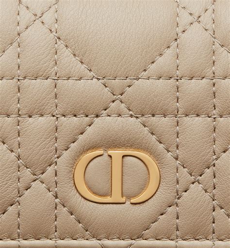 Dior Caro XS Wallet Natural Supple Cannage Calfskin.